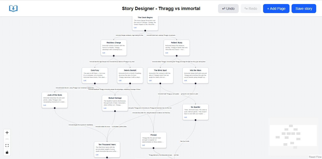 React Flow story creator